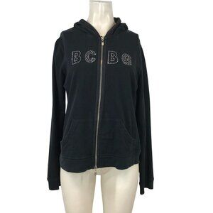 BCBG GENERATION - WOMEN'S M/L - BLACK  FULL ZIP HOODED SWEATSHIRT Y2K 90'S